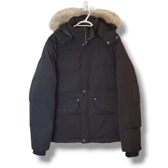 Company Of Adventures Moose Knuckles Fur Hooded Down Coat Black Size L - Picture 1 of 8